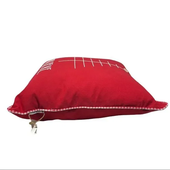 RAE DUNN Holiday Christmas Tree BELIEVE Embroidered Red Throw Pillow Knit Match - Picture 5 of 6